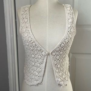 vintage creme crochet vest